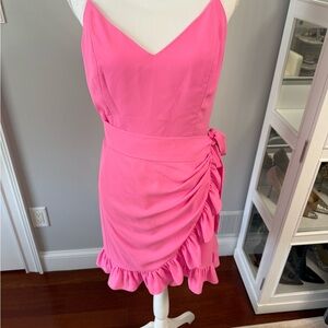 Lilly Pulitzer Pink Ruched Ruffled Mini Dress